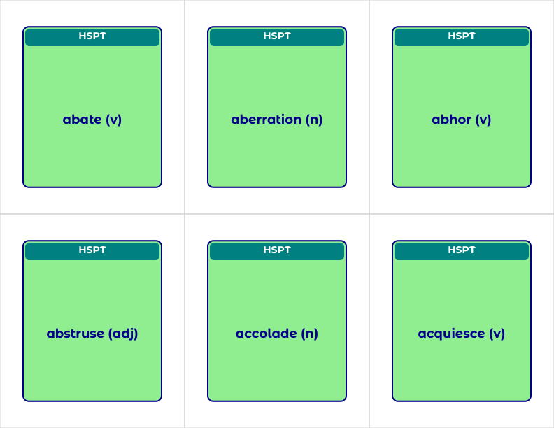 Boost Your HSPT Vocabulary with Effective Flashcards — study guide image 1